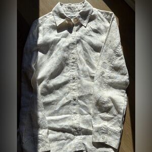 Liz Claiborne Light Cream Button-Down Shirt 100% linen